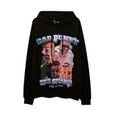 Mens Fall Outfits Portrait Printing Terry Hooded Sweater Couple Loose Top