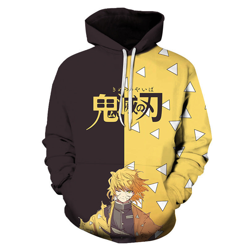 Split Hoodie Demons and Angels Kimetsu No Yaiba Tanjirou Multicolor Printing