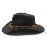 Wester Hats Autumn and Winter Western Denim Wool Jazz Top Hat Fur Felt Hat