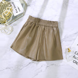 Leather Shorts Autumn Winter Autumn Loose-Fitting Wide-Leg Slim-Fit Spring and Autumn High Waist Leather Shorts