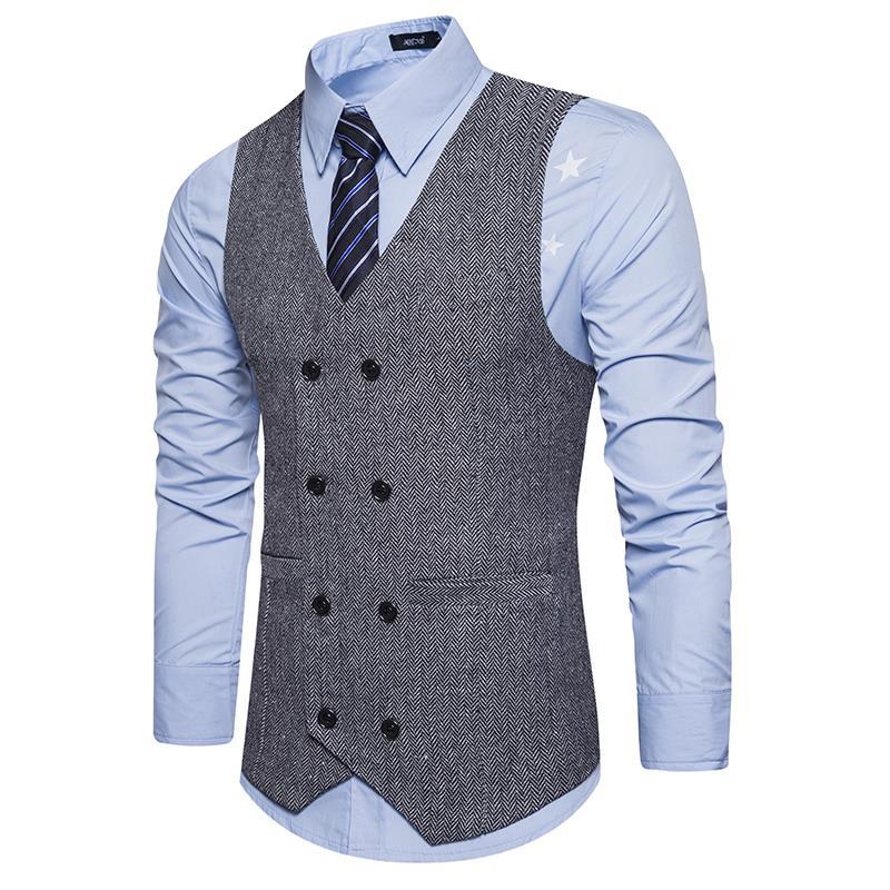 Tuxedo Vests Men Suit Vest Men's Fashion Collar Autumn and Winter Suit Vest Casual