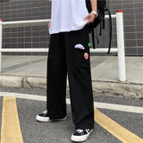 Harajuku Clothing Men Classic Retro Pants Straight Leg Pan Summer Solid Color Straight Wide Leg Pants Men's and Women's Casual Pants Trousers