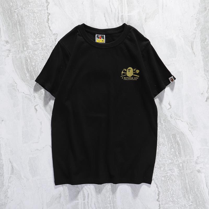A Ape Print T Shirt Cartoon Anime Short Sleeve White Loose Round Neck Summer T-shirt