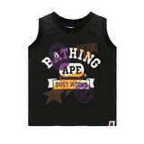 A Ape Print for Kids Vest Summer BAPE Letter Lightning Pattern Boys and Girls Vest