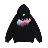 Men Fall Outfits Hip Hop Singer Loose Hoodie Sweatshirt Graffiti Long Sleeve Top