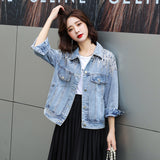 Pearl Jean Jacket Short Autumn New Light-Colored Jacket Loose Western Style Top