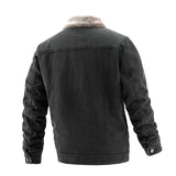 Urban Leather Jacket Men's Denim Coat Fall/Winter Jacket Fleece-Lined Warm