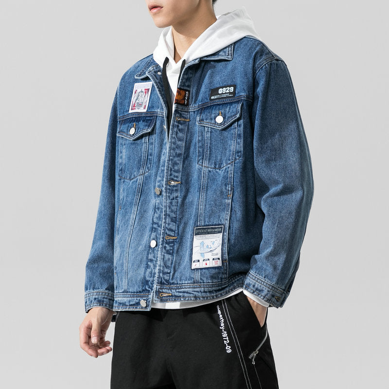Spring Denim Jacket Men's Loose-Fitting Jacket Top plus Size Casual Men Denim Jacket