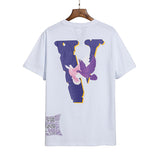 V Lone T Shirt Summer Vlone Joint White Flower Pigeon Printed Men's and Women's Short-Sleeved T-shirt