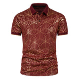 Men Shirt Fashion Slim Fit Shirt Short Sleeve Shirt Large Size Casual Top Summer Men's Fashion Print Short Sleeve Lapel Polo Shirt Men