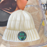 Women Beanies Autumn and Winter Smiling Face Woolen Cap Female Couple Knitted Cold Cap