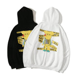 Autumn And Winter Cartoon Robot Pattern Velvet Padded Hooded Sweatshirt Men And Women Same Style