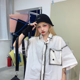 Harajuku Clothing Men's Casual Shirts Summer Loose Men's Short-Sleeve Shirt Casual Tup Cardigan