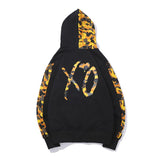 A Ape Print Jacket Autumn and Winter Men's and Women's Casual XO Printed Thin Sweater Baggy Coat