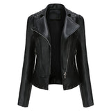 Hot Pink Motorcycle Jacket Spring and Autumn Women's Leather Jacket Slim Thin Motorcycle Clothing
