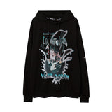 Mens Fall Outfits Portrait Printing Terry Hooded Sweater Couple Loose Top
