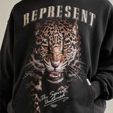 Present Letter Print Hoodie Present Leopard Animal Print Distressed Hooded Sweater Loose Hooded Pullover