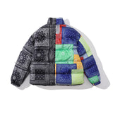 Men Fall Outfits Color Stitching Thickened Bread Coat Loose Cotton Jacket Coat