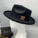 Fedora Hat Autumn and Winter Warp Knitted Warm Men's and Women's Big Brim Wool Jazz Top Hat