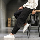 Men Casual Pants plus Size Loose Trousers Summer Men's Loose Cotton and Linen Trousers Men's Lantern plus Size Casual Pants