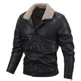 80's Leather Jacket Fall Winter Men Coat Fleece Padded Clothes Motorcycle Clothing