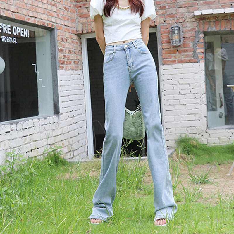 Low Rise Jeans Light Breasted Slightly Flared Jeans Trousers