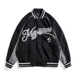 Spring Large Size Sports Retro Letter Flower Print Baseball Collar Jacket Men's Jacket Trendy Brand Men Jacket