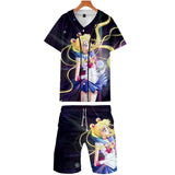 Sailor Moon Print Clothes for Men Men's Baseball Uniform Shorts Printed Fashion Sports Set