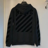 Early Spring All Black Flocking Arrow Pullover Hooded Sweater