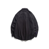 Men Shacket Long Sleeve Autumn Shirt Autumn Solid Color Jacket Lapel Pocket Top