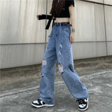 Distressed Jeans Straight Leg Jean Summer Jeans Wide Leg Pants Trousers