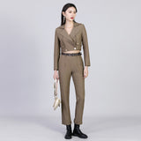 Women Pant Suit Uniform Designs Formal Style Office Lady Bussiness Attire Spring High Waist Slimming Pants Two-Piece Set