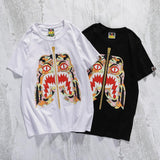 A Ape Print T Shirt Summer White Casual Collarless Loose Short Sleeve Bottoming Shirt