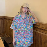 Harajuku Clothing for men Casual Shirts Printed Shirt Retro Loose Short Sleeve Top Print