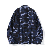 A Ape Print Jacket Spring Fashion Brand Embroidered Chinese Style Retro Camouflage Stand Collar Tangzhuang Shirt