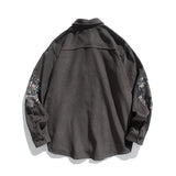 Men Shacket Long Sleeve Autumn Shirt Fall Color Contrast Patchwork Corduroy Western Casual Shirt