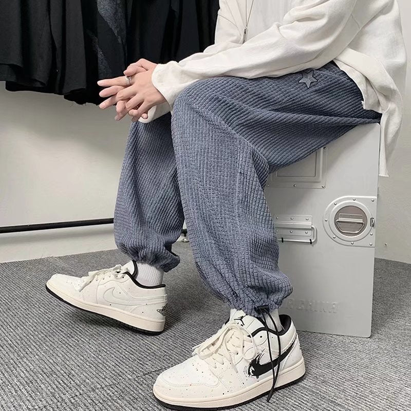 Men Pants Ankle-Tied Drawstring