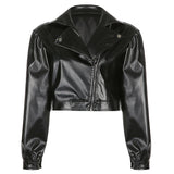 Urban Leather Jacket Locomotive Style PU Leather Lapel Short Loose Slimming Jacket Fur Coat Coat