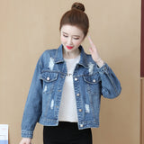 Pearl Jean Jacket Spring Women's Short Wide Embroidery Denim Clothes Jacket