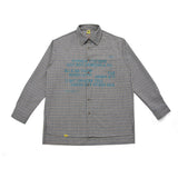 Men Shacket Long Sleeve Autumn Shirt Autumn Letter Vintage Print Houndstooth Casual Shirt