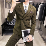 Men Suit Three-Piece Set Slim Double-Breasted