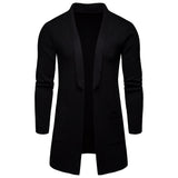 Men's Solid Color Fashion Casual Mid-Length Cardigan Knitted Sweater Coat Men Cardigan Sweater