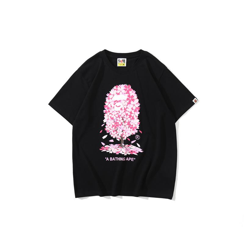 A Ape Print T Shirt Casual Pink T-shirt Short Sleeve