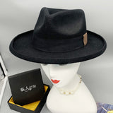 Fedora Hat Autumn and Winter Warp Knitted Warm Men's and Women's Big Brim Wool Jazz Top Hat