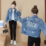 Pearl Jean Jacket Spring Women's Short Wide Embroidery Denim Clothes Jacket