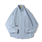 Men Shacket Long Sleeve Autumn Shirt Autumn Loose Retro Casual Denim Shirt