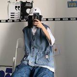 Harajuku Clothing Men's Casual Shirts Summer Workwear Vest Trend Men's and Women's Tops