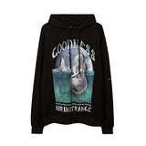 Mens Fall Outfits Portrait Printing Terry Hooded Sweater Couple Loose Top
