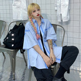 Harajuku Clothing Men's Casual Shirts Summer Loose Men's Short-Sleeve Shirt Casual Tup Cardigan