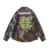 Men Fall Fall Hip Hop Smiley Graffiti Printing Plaid Long Sleeve Shirt